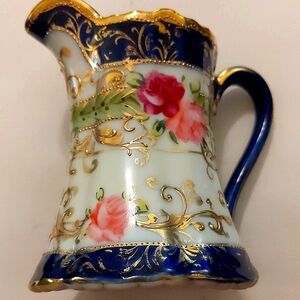 Nippon Floral Porcelain Creamer with real Gold Accents Victorian maximalist